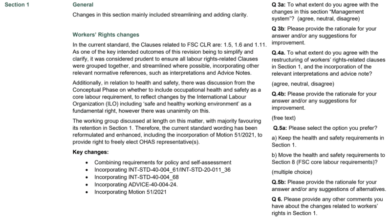 Background and questions for section 1 of FSC-STD-40-004 revisions