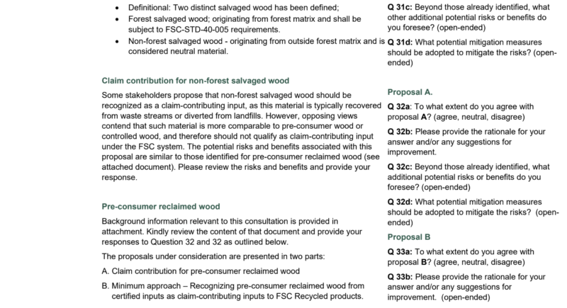 Background and questions for section 14b of FSC-STD-40-004 revisions