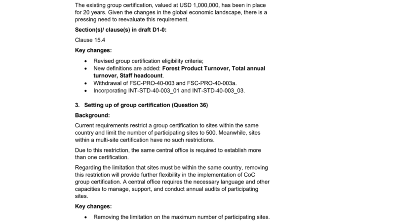 Background and questions for section 15-16b of FSC-STD-40-004 revisions