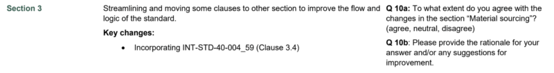 Background and questions for section 3 of FSC-STD-40-004 revisions