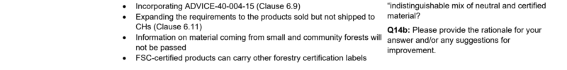 Background and questions for section 6 (part 2) of FSC-STD-40-004 revisions