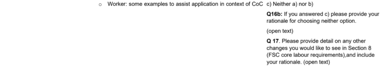 Background and questions for section 8b of FSC-STD-40-004 revisions