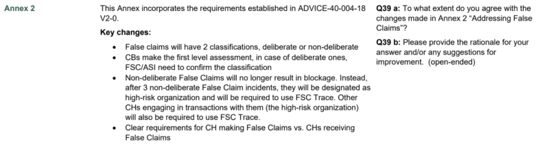 Background and questions for section Annex 2 of FSC-STD-40-004 revisions