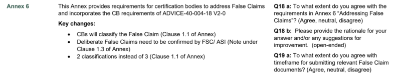 Background and questions for Annex 6a of FSC-STD-20-011 revisions