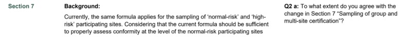 Background and questions for section 7a of FSC-STD-20-011 revisions