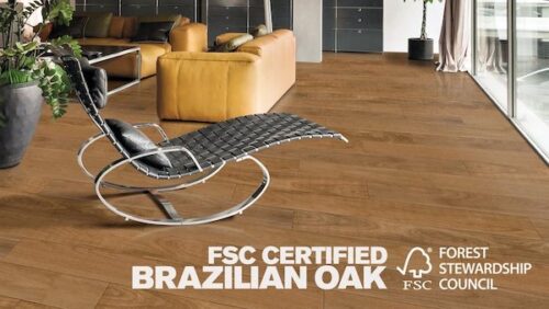 Beautiful hardwood floors made of Brazilian Oak. Displayed on the floors is modern, sleek furniture for a clean interior design