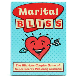 Artwork for the game Marital Bliss, featuring 40's style font and a smiling, red heart with an arrow through it