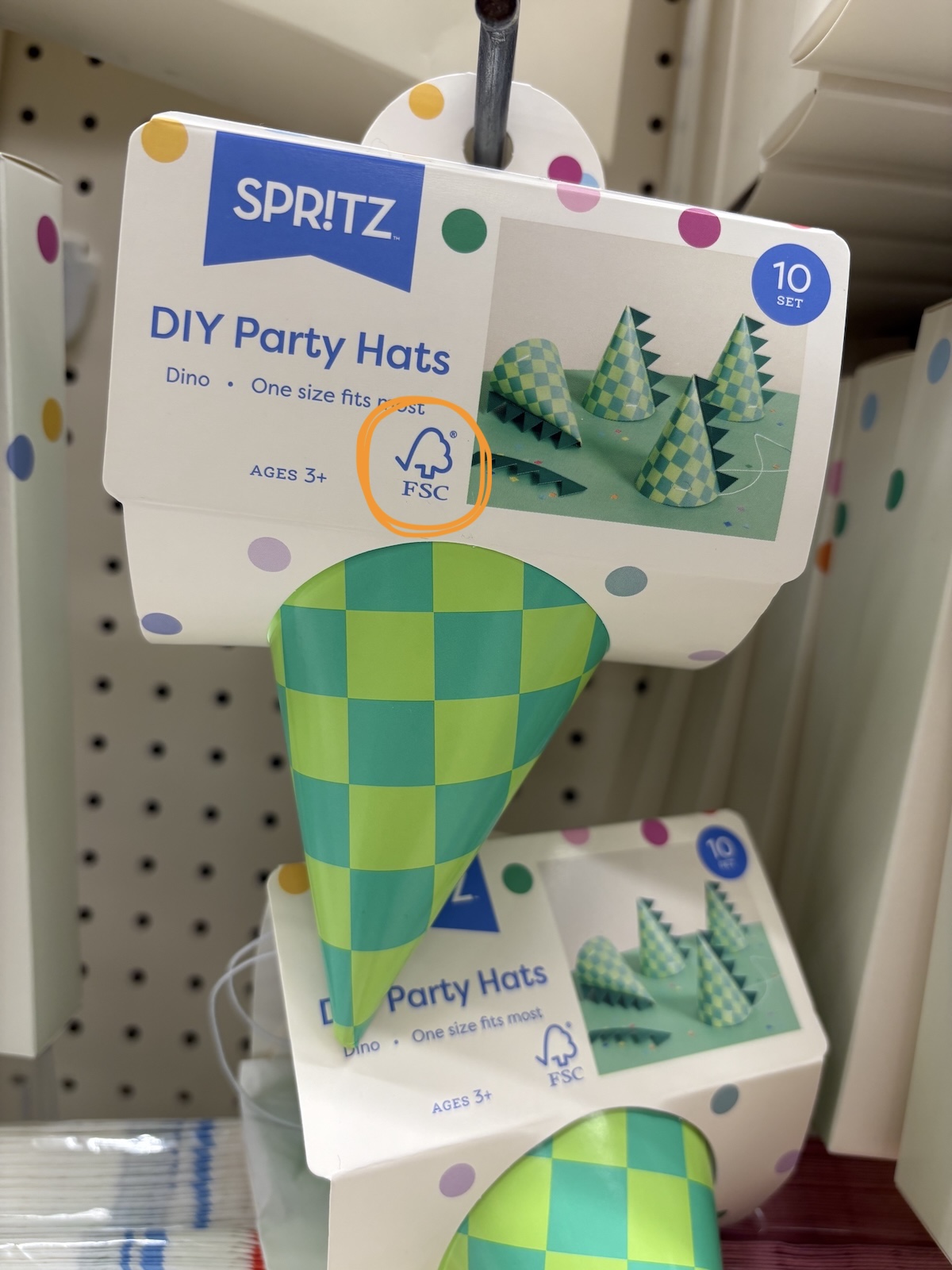 party-hats Spritz brand pointed party hats with a green and teal box design